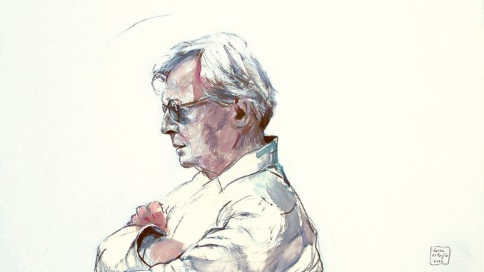 2022 (L) Ritratto di Vittorio Sgarbi. Tempera su tela, cm 80 x100