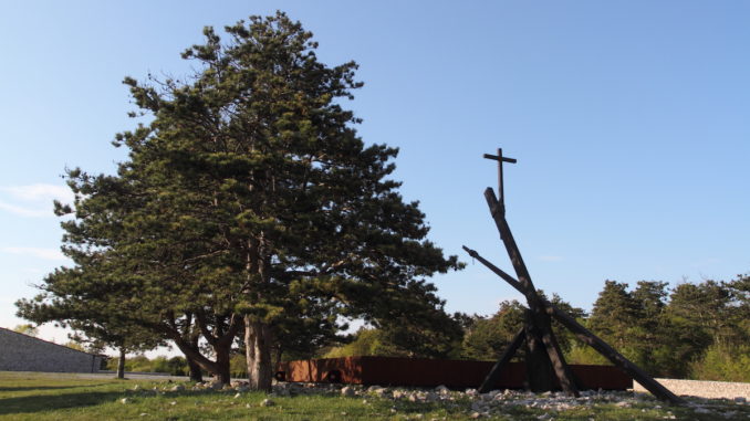 Trieste, Italy - April 22, 2017: The foiba di Basovizza, a national monument