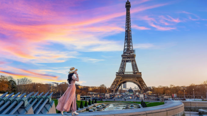 Tourist visiting paris city center and landmarks area, France.