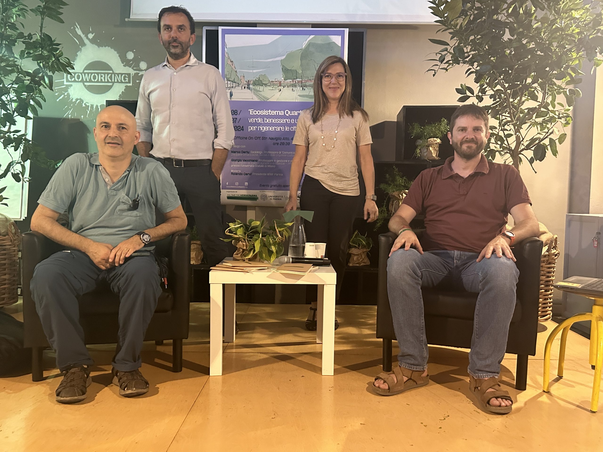 Da sinistra Marco Deriu, Rolando Cervi, Maria Paola Chiesi e Giorgio Vacchiano